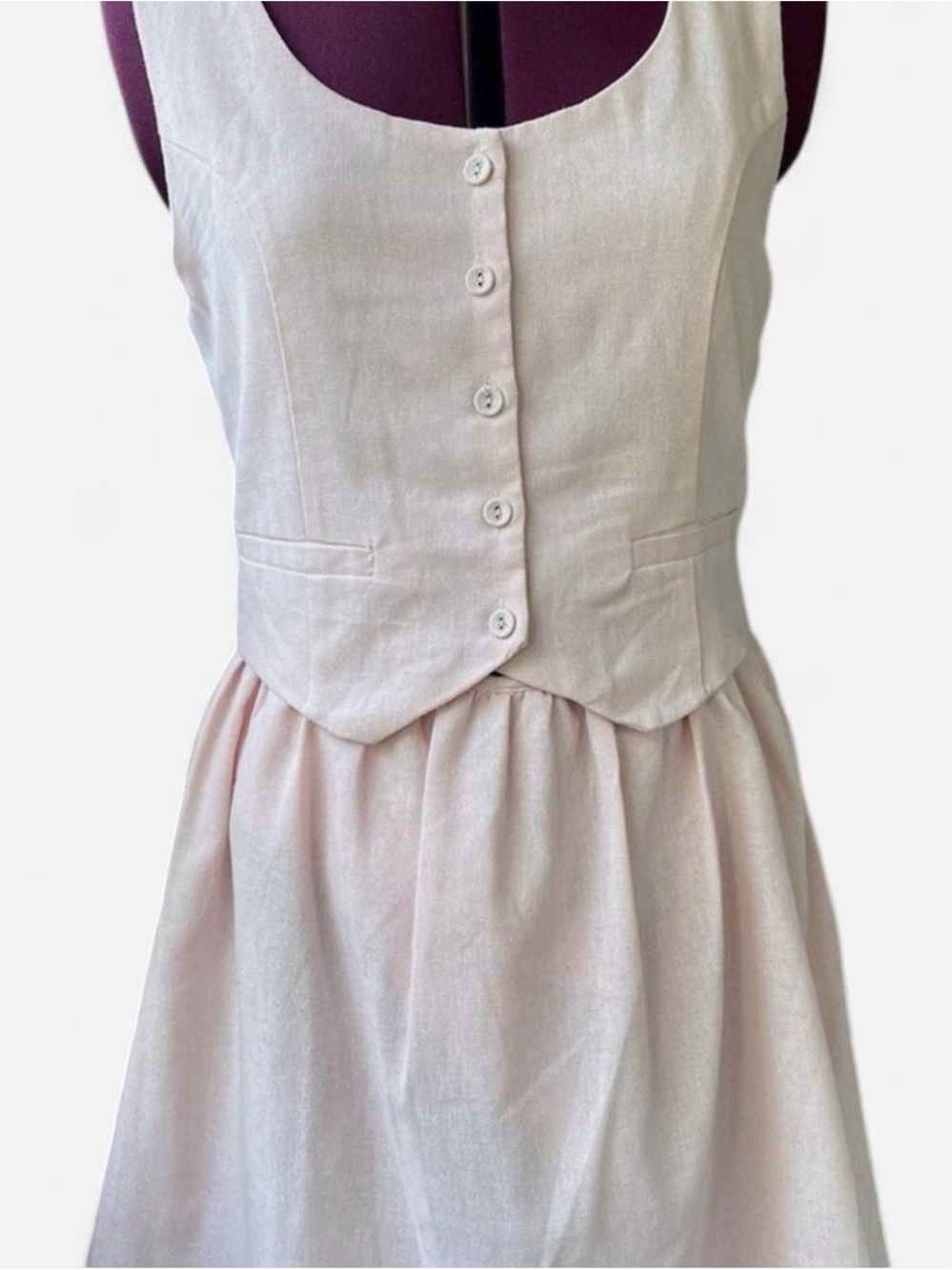NWT Paper Heart Dress Size XS blush Pink Vest Mini Dress Linen Blend Zip
